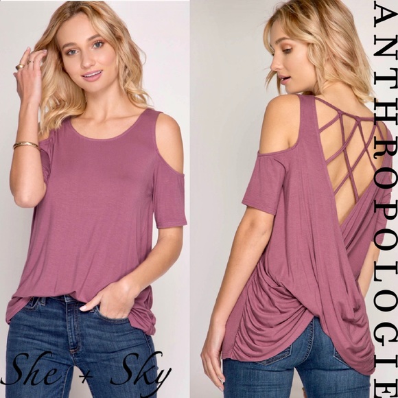 Anthropologie Tops - “Millie” SS Cold Shoulder w XXX Back